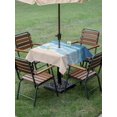 thumbnail image 4 of Outdoor Tablecloth with Umbrella Hole for Patio/Picnic/Party/Camping, Navy Blue Coastal Waterproof Table Cloth Square Cover Washable, Waves Summer Beach Ocean Sea (54"x 54"), 4 of 9