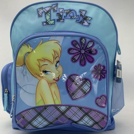 Disney Tinker Bell Toddler Size Backpack 12 Inches ( SMALL )with Side Zip Pocket and A Bonus Water Bottle
