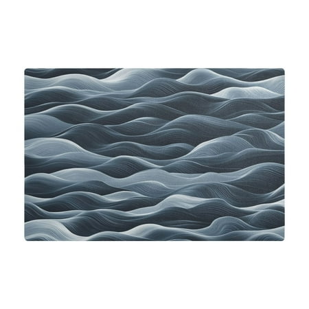 

PU Leather Kitchen Drying Mat with Silica Gel Core Coffee Bar Pad Dual-Sided Absorbent Non-Slip for Kitchen Counter Navy Blue Waves