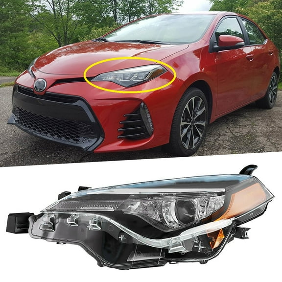 Headlight Headlamp Housing Assembly Fit for Toyota Corolla 2017 2018 2019 (Front Left Driver Side, without Bulb)