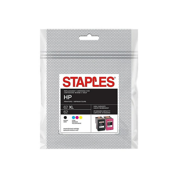 Staples Remanufactured Ink Cartridge Replacement for HP 62XL/62 (Black