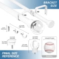 thumbnail image 3 of Urbanest Adjustable Double Curtain Rod Set Crystal Ball Flat Button Finials – 1″ Front & 5/8 Back Rod With Glossy White Rod, 84–120 Inches, 3 of 6