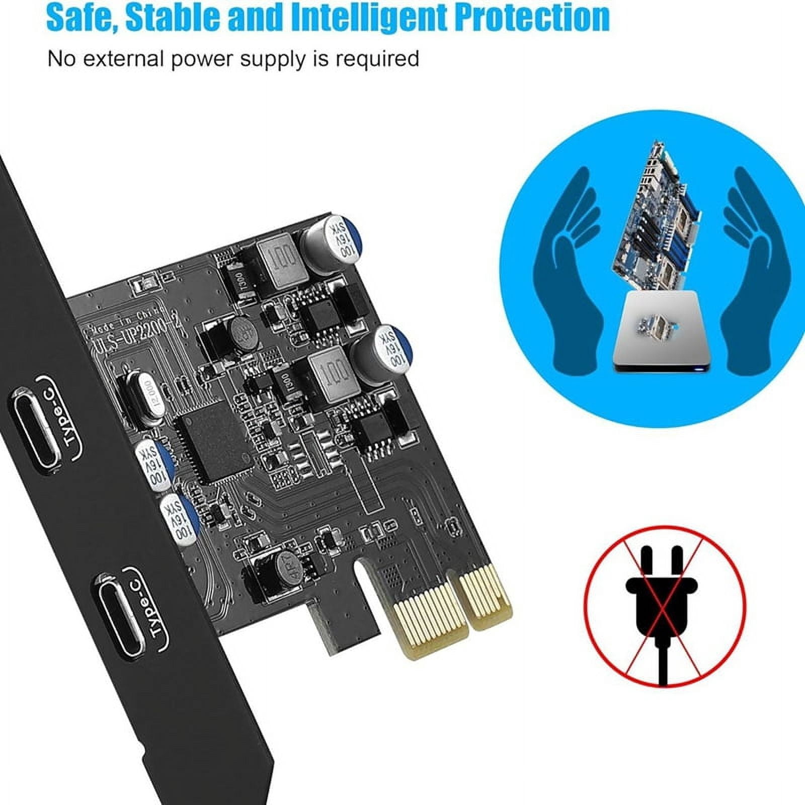 5Gbps PCIE 1X zu Dual USB C Erweiterungskarte PCI Express X1 2Port TYPE-C Extender Konvertieren Riser für Computer PC on