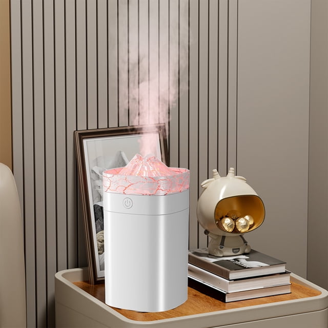 Xihbxyly Humidificador Volcán Colorido, Alta Salida de Vapor, Funcionamiento Silencioso, Espectáculo de Luces Led, Relajación En El Dormitorio, Temporizador de Bajo Consumo, Tamaño Compacto y Portáti