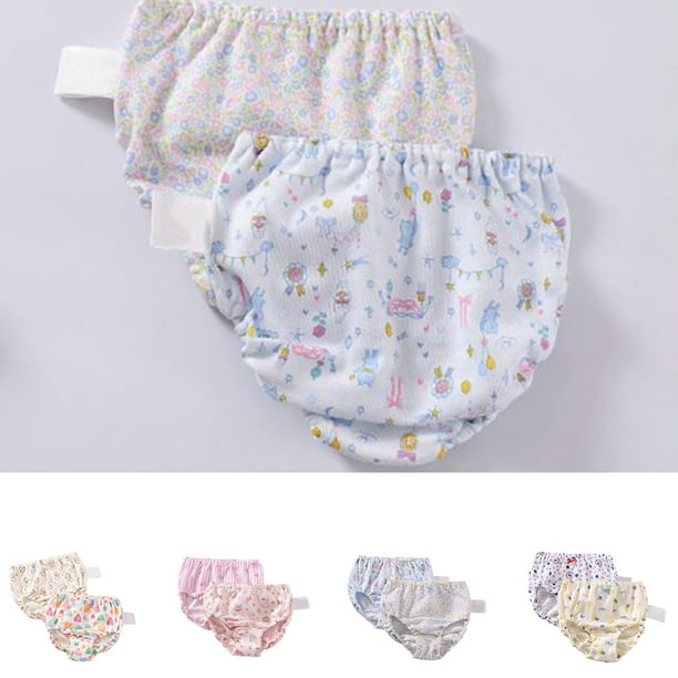 2PCS Girls Baby Disper Pants Reusable baby training pants Cotton Children  Panty Girl Panties Underpants Newborn Boys Toddler Underwear 