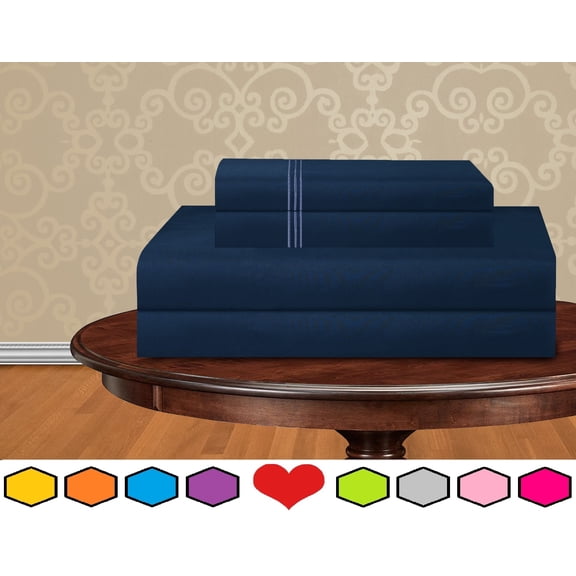 Elegant Comfort 1500 Series Bed Sheets Polyester Queen Blue Solid - Soft Microfiber