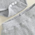 thumbnail image 4 of Gubotare Winter Newborn Baby Boy Girl Clothes Set Ribbed Outfits Unisex Infant Solid Long Sleeve Tops Pants 2PCS Grey,Size 12-18 Months, 4 of 9