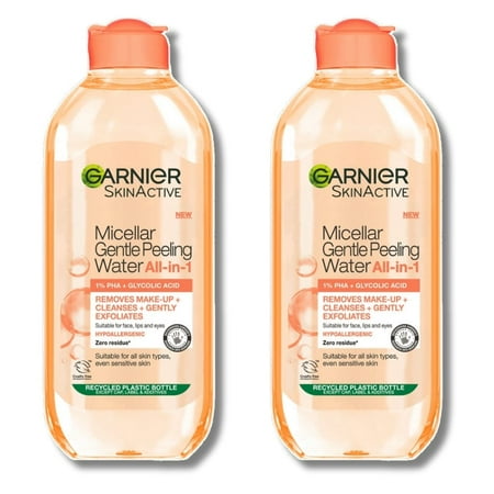 Garnier Skin Active Micellar Gentle Peeling Water Cleanse Exfoliate & Glow 400 ml / 13.5 fl oz 2 Pack