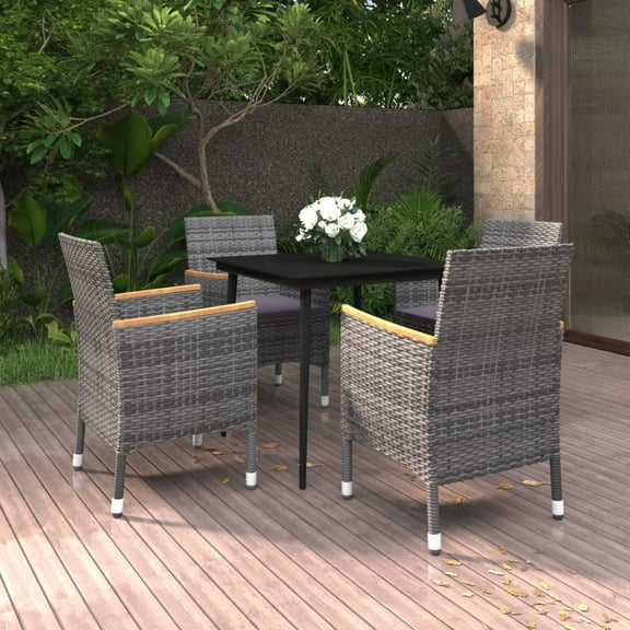 vidaXL Garden Dining Set Grey PE Rattan Plenty of room for dining