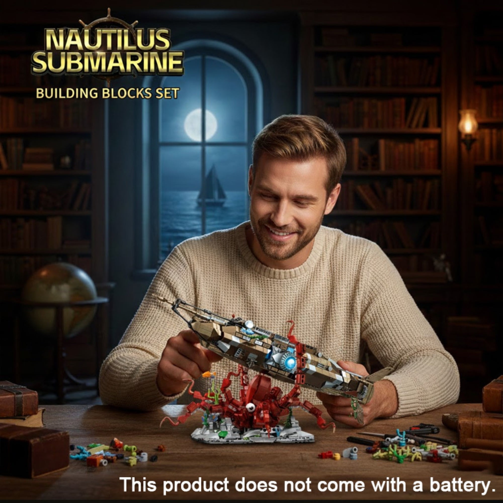 Remocguys Nautilus Submarine Building Set Compatible with Lego Architecture Collectible Model Kit with LED for Adults 1190pcs