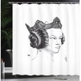thumbnail image 3 of Ambesonne Empress Shower Curtain, Historic Noble Hairstyle, 69"Wx84"L, Charcoal Grey White, 3 of 4