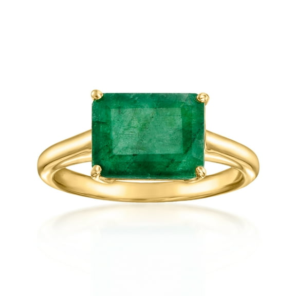 Ross-Simons 2.70 Carat Emerald East-West Ring in 18kt Gold Over Sterling, Women's, Adult