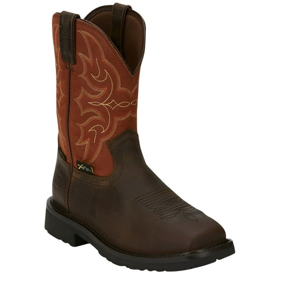 Justin Men's Ricochet Waterproof Western Work Boot Composite Toe Met Guard Dark Brown 8.5 D(M) US
