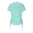 thumbnail image 4 of Fesfesfes Women's Athletic Short-Sleeve Tops Fashion Summer Side Tie Detail Crew Neck T-shirt Solid Color Outdoor Sports Breathable Tee(Mint Green,XL), 4 of 8