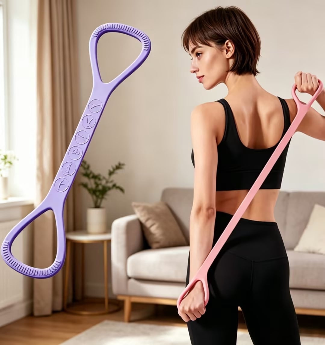 Tusihei 4Pcs Figure 8 Resistance Band, Upgraded Silicone Training Elastic Band with Handles, Exercise Equipment for Yoga Pilates Physical Therapy Stretching