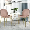 thumbnail image 6 of Costway Modern Velvet Steel Solid Wood Solid Print Tufted Side Accent Chair, Pink (Set of 2), 6 of 11