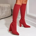 thumbnail image 4 of Women's Stretch Knit Knee High Boots Heel Winter Boots For &, 4 of 9