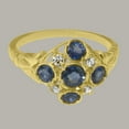 thumbnail image 6 of LBG British Made 18k Yellow Gold Natural Sapphire & Diamond Womens Anniversary Ring - 33 size options - Size 6.75, 6 of 7
