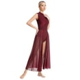 thumbnail image 6 of Doomiva Women Lyrical Dance Dress Contemporary Dancewear Floral Lace Leotard Tulle Maxi Overlay Dress Burgundy L, 6 of 7