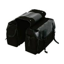 Gnmfd Motorcycle Saddle Bags with Leather Decoration, Durable Canvas Side Bags, Multi-Pocket Luggage Storage for Cycling, Motorcycle Riding, Tools, and Everyday Essentials