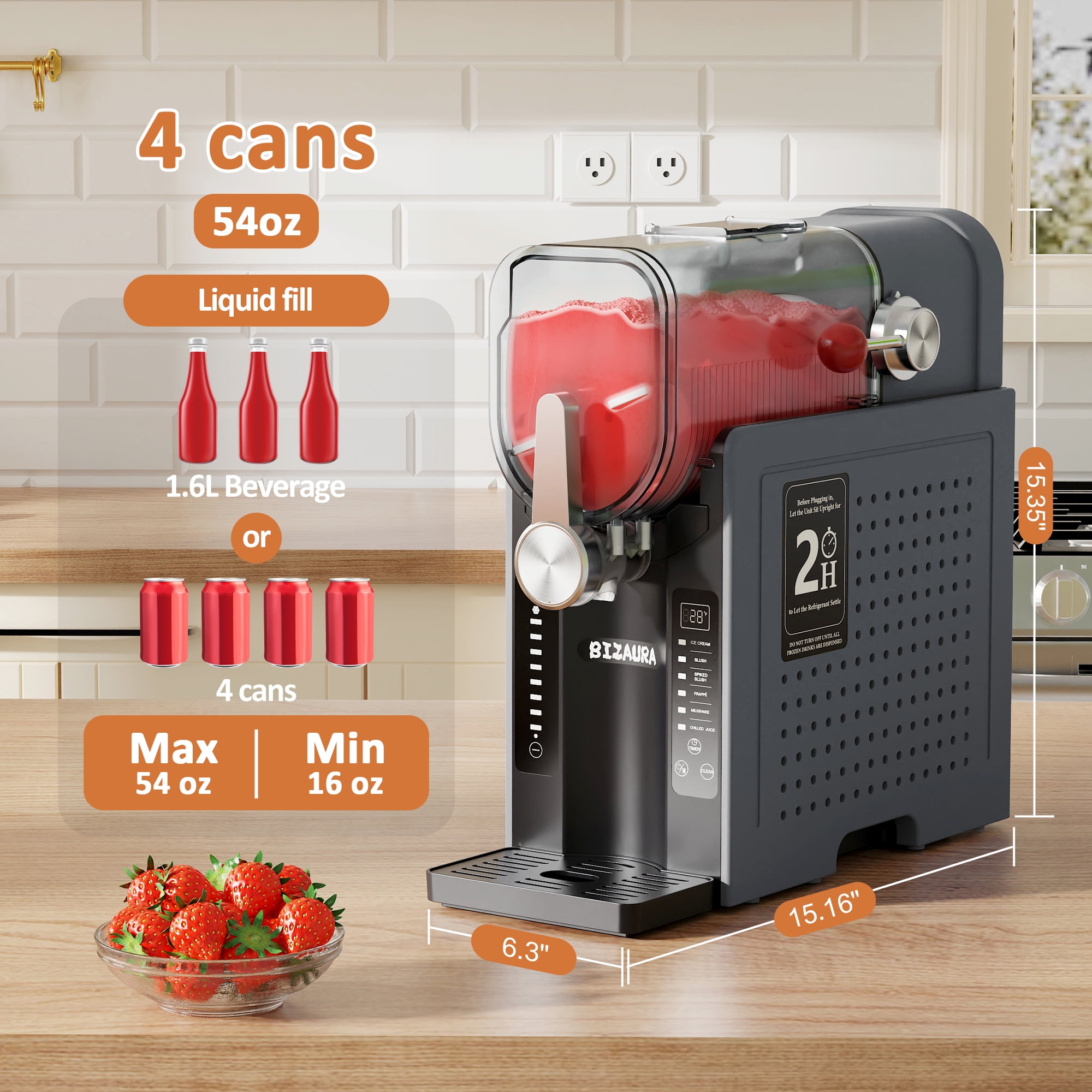 BIZAURA Slushie Machine, Slushy Machine for Home No Ice Need, Professional Frozen Drink Maker, 6 Presets for Milkshakes, Frappés, Slush, Ice Cream