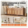 thumbnail image 6 of Rattan Cabinet 6 Door 3 Drawer Natural Storage - Adjustable Shelves Set of 3, Vintage Buffet Sideboard, 6 of 7