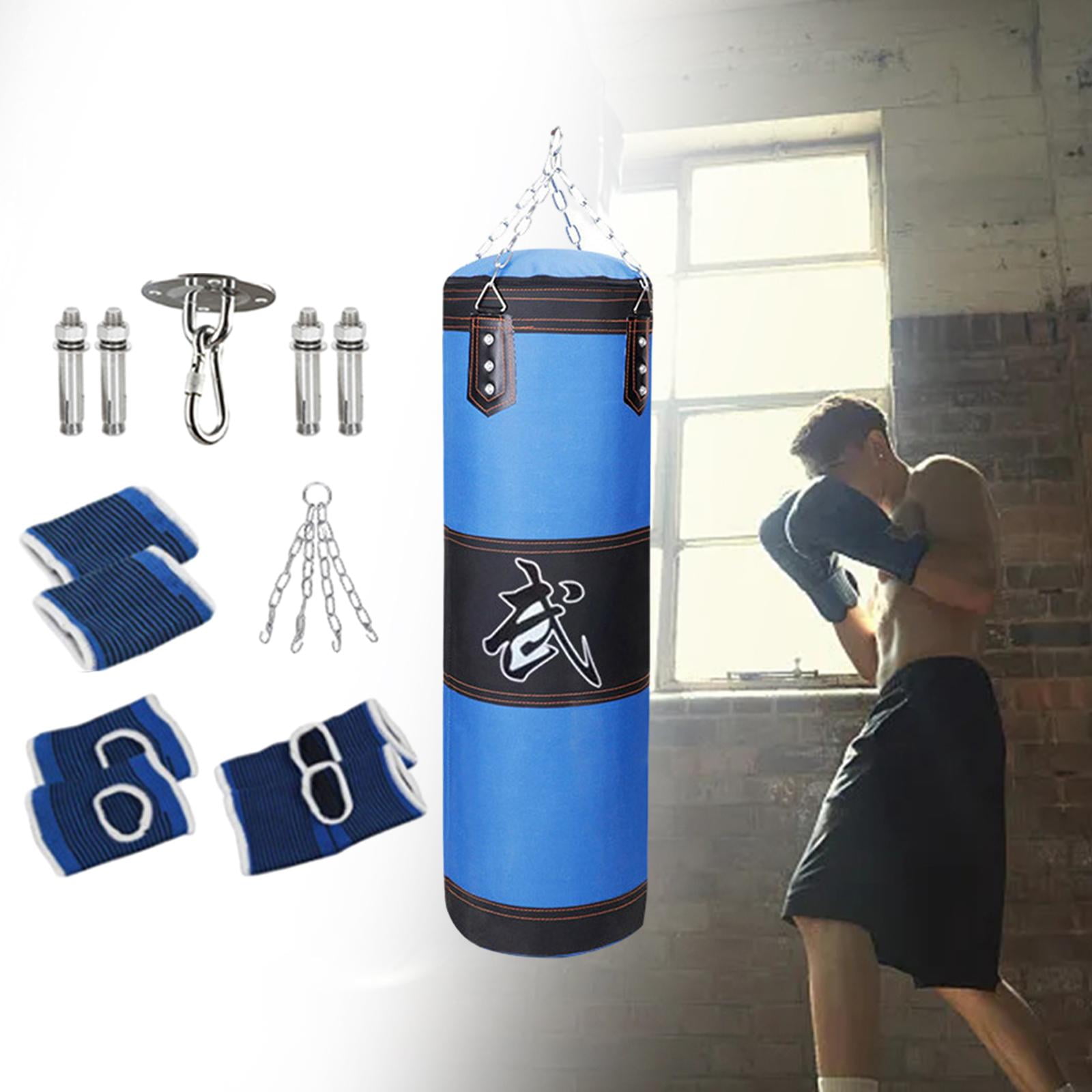 Baoblaze Boxing Bag Heavy Bag Wrist Guards Hanging Unfilled Bag Fillable Punching Bag for Blue 100cm