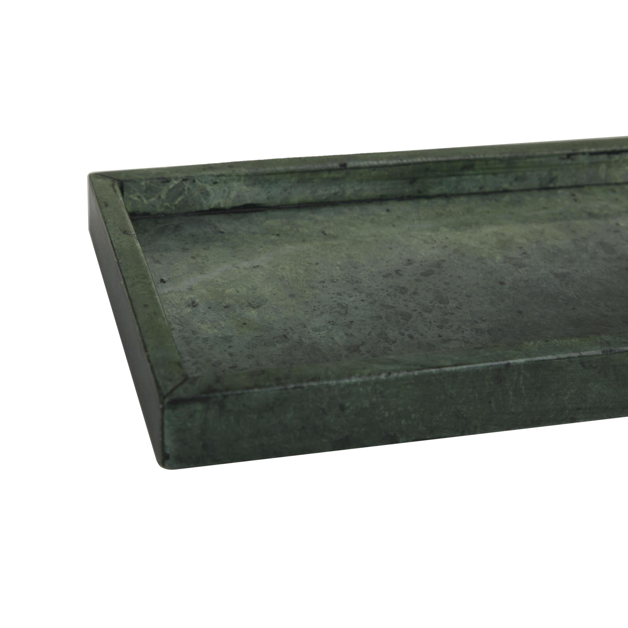 CosmoLiving by Cosmopolitan 22", 18"W Green Marble  Tray with Raised Border, 2-Pieces