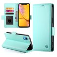 thumbnail image 3 of Compatible with iPhone XR Wallet Case, Classic PU Leather Flip Folio Case with Card Holders Kickstand [Shockproof TPU Inner Shell] Phone Cover for iPhone XR, Mint, 3 of 7