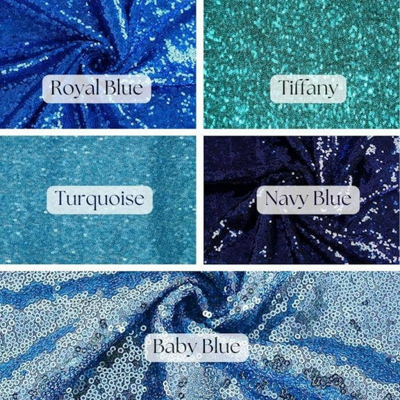 Shimmering Iridescent Sequin Fabric by the Yard – 3mm Sequins on Stretch Mesh, 54” Wide Glitz Material for Dresses, Crafts & Event Décor ( 1 Yard, Baby Blue )