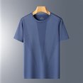 thumbnail image 4 of JIAYUE Men's T Shirt Summer Ice Silk Mesh Solid Color Short Sleeve Loose Fit Crew Neck Sports Tops Breathable Activewear For Seniors Wear, 4 of 4