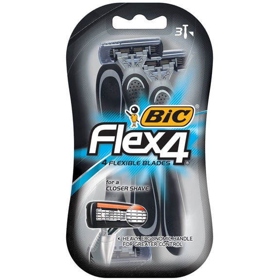 BIC Flex 4 Men's 4-Blade Disposable Razors, 3 Count