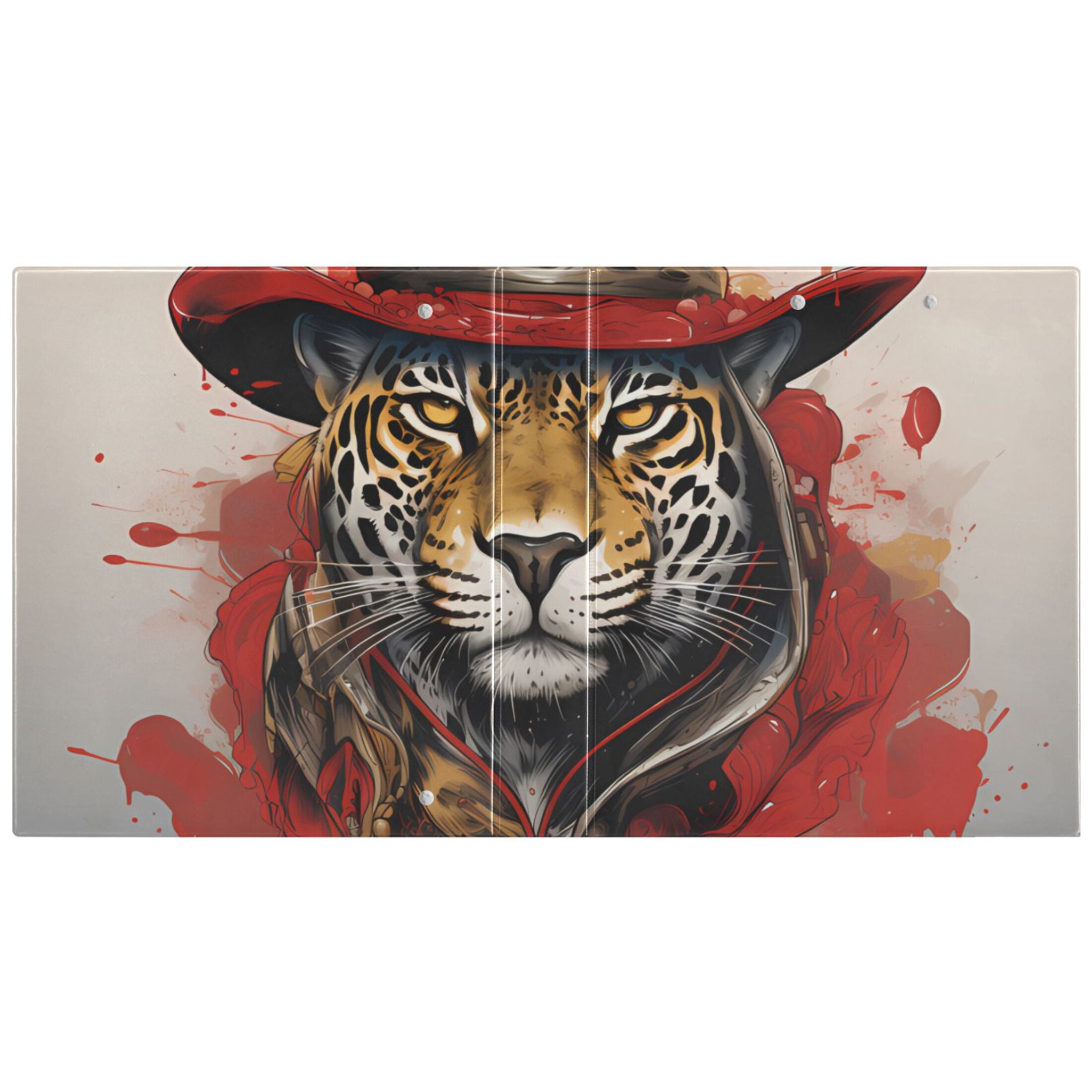 Leopard Cheetah Hat Blood 3 Ring Binders 1.5 inch Hardcover File Folders with Interior Pockets A4 Size Organizer for School Office Hospital