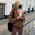 thumbnail image 2 of Women's Hoodie Sweatshirt Zip Up Oversized Casual Long Sleeve Coat 90s Vintage Zip Up Jacket Tracksuit, 2 of 4
