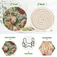 thumbnail image 6 of 6 Pcs Drink Coasters with Holder 3.94in Woven Coasters for Drinks Floral Pattern with Roses Coaster Set for Protection Table, 6 of 7