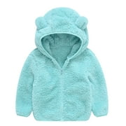 BREAISE Toddler Girls Boys Fleece Hoodie Jacket Bear Ears Shape Fleece Long Sleeve Cardigan Warm Cotton Baby Winter Coat Hooded Outwear Clothes