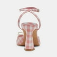 thumbnail image 4 of XYD Women Sweet Plaid Flared Mid Heels Open Square Toe Sandals Bowknot Lawn Party Lovely Shoes Size 7 Pink, 4 of 5
