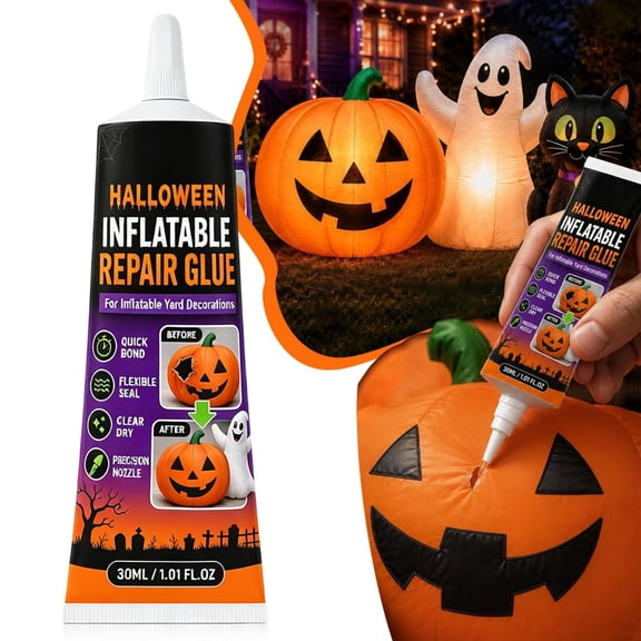 olkpmnmk Vinyl Repair Kit, Air Mattress Patch Kit, 30g Halloween Inflatable Repair Glue, Quick Dry Sealant for Vinyl, Nylon & Plastic Inflatable Decorations, Fix Leaks, Hole and Tear for Inflatables