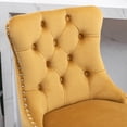 thumbnail image 5 of 27" Contemporary Padded Bar Stools, Tufted Velvet Upholstered Barstools with Button Tufted Decoration, Chrome Nailhead Trim, Footrest and Solid Wood Legs (Gold,Set of 6), 5 of 9