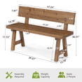thumbnail image 6 of Finmind Solid Wood Bench with Back, 47" Farmhouse Indoor Bench Seat for Entryway,  Rustic Brown, 6 of 9