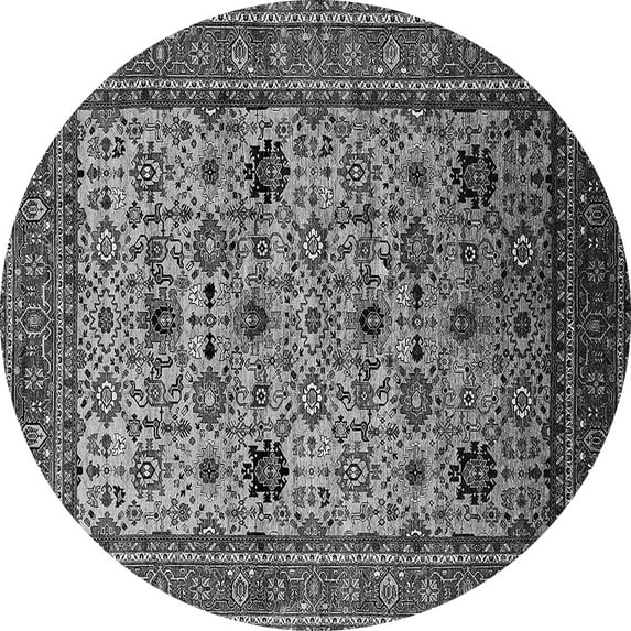 Ahgly Company Indoor Round Oriental Gray Industrial Area Rugs, 6' Round