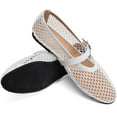 thumbnail image 3 of CHICVOMEY Mesh Mary Jane Shoes for Women Breathable Ballet Flats with Buckle Fashion Fishnet Flats for Women Casual & Work Fashion Flats, 3 of 8