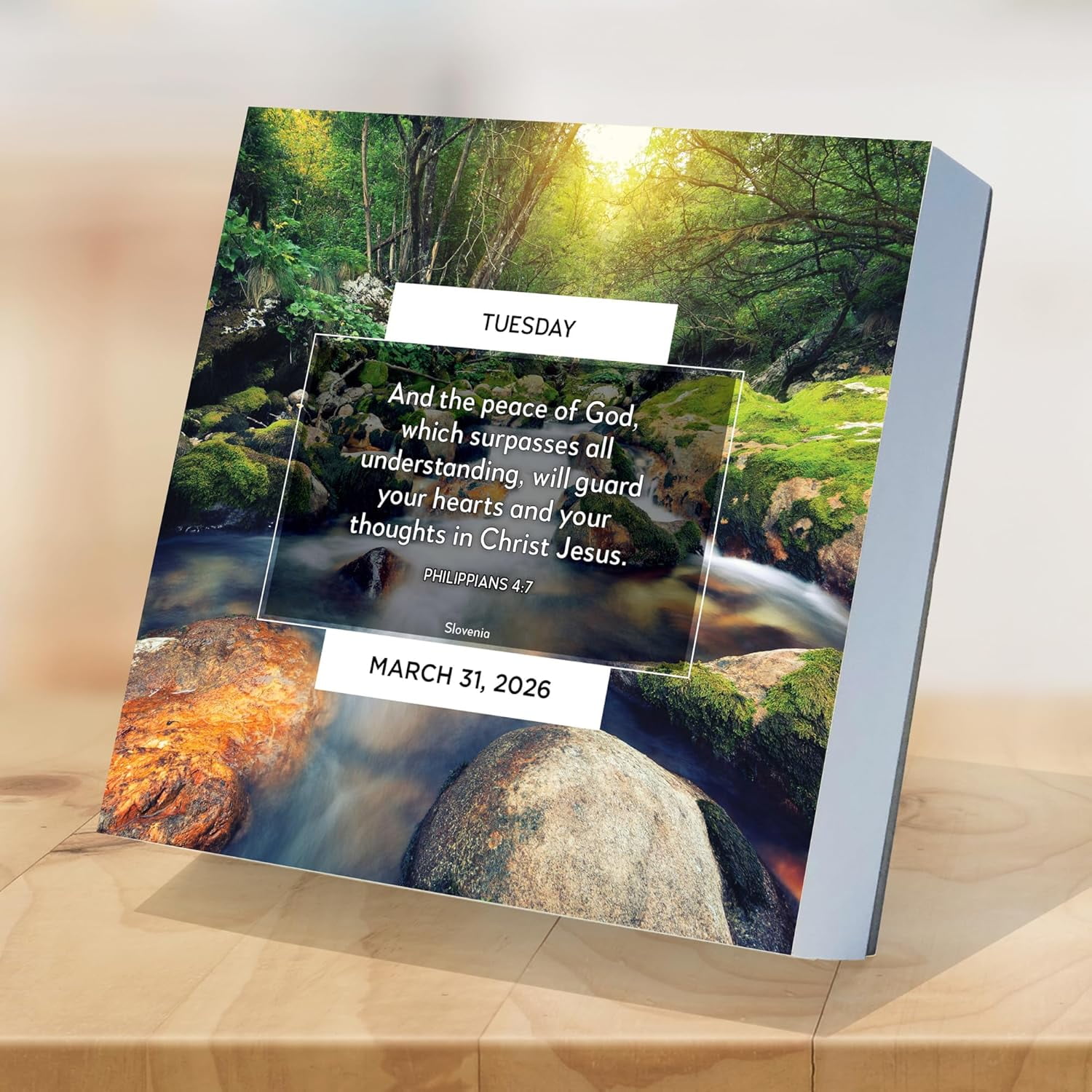 2026 Daily Verse Daily Desktop Calendar - Home and Office Organization - Small Desk Calendar 2026 with Full-Color Tear-Off Pages and Standing Cardboard Easel - 5.25in x 5.25in