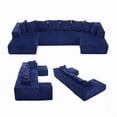 thumbnail image 5 of SEENYOO 130" U-Shaped Modular Sectional Sofa Couch 4-Seater Boneless Corduroy Sofa No Assembly Compressed for Living Room Blue, 5 of 15