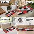 thumbnail image 6 of Kitchen Rugs Set of 2- Red, Black, and Grey Modern Geometric Non-Slip Washable Floor Mats - Comfort Sink and Laundry Room Runner - Contemporary Abstract Art Design Decor 17x47.2 and 17x30 inches, 6 of 6