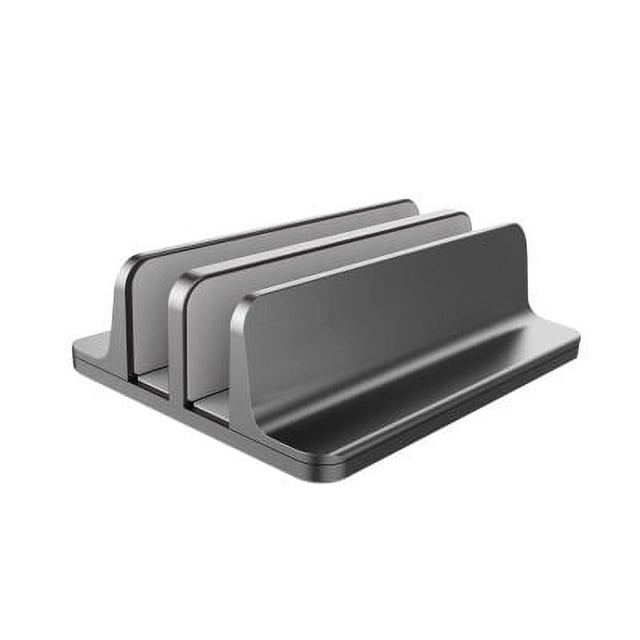Support Vertical Réglable à Double Fente en Alliage d'Aluminium pour Ordinateur Portable - Support d'Ordinateur Portable Gain de Place avec Design Anti-Rayures, Compatible avec Ordinateurs Portables/appareils de 0,9 Pouces à 1,9 Pouces d'Épaisseur, Base Stable et Clé
