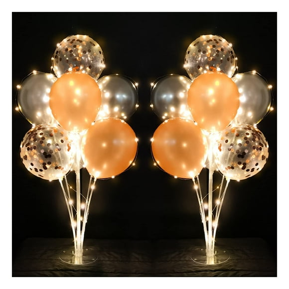 2 Set Table Balloon Holder Stand Kit Orange with String Light centerpieces Decorations for Birthday Baby Shower Wedding Anniversary