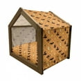 thumbnail image 2 of Ghost Pet House, Geometric Pattern of Halloween Cat Hat Bat Ghost Leaves Pumpkin, Outdoor & Indoor Portable Dog Kennel with Pillow and Cover, 5 Sizes, Orange Black Pale Yellow, by Ambesonne, 2 of 5