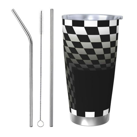 

Junzan 3d Black and White Checkerboard Tunnel for 20oz Stainless Steel Insulated Car Cup with Spillproof Lid - Insulated Coffee Mug Thermal Cup-Straw Three-piece Set