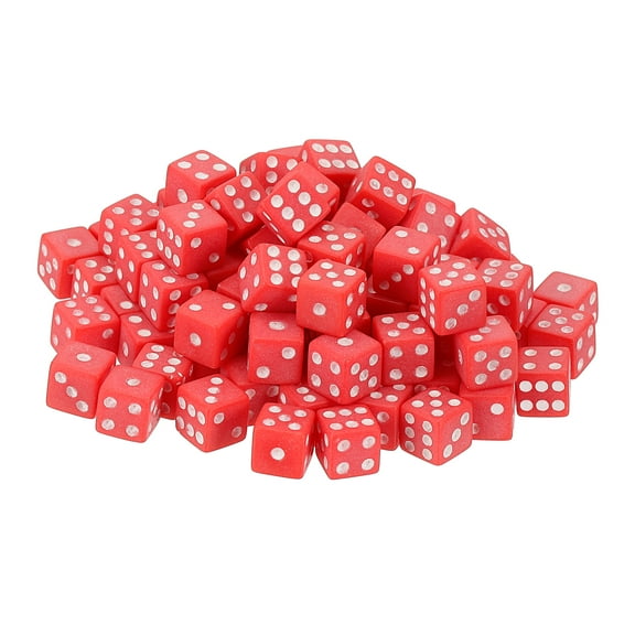 100Pack Mini Dice, 8mm/0.31" Acrylic Tiny Six Side Game Dot Square Dice Bulk for Table Board Game Party Activities, Red/White